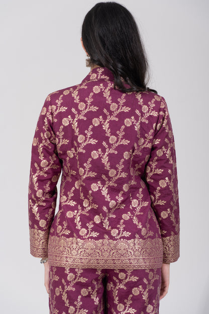 Wine Brocade Coord set