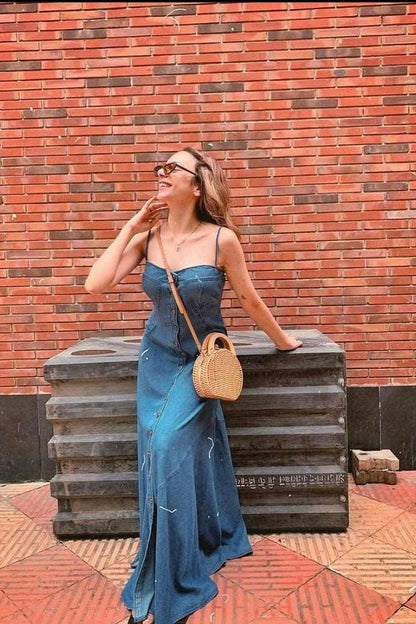 Blue Button Down Denim Dress