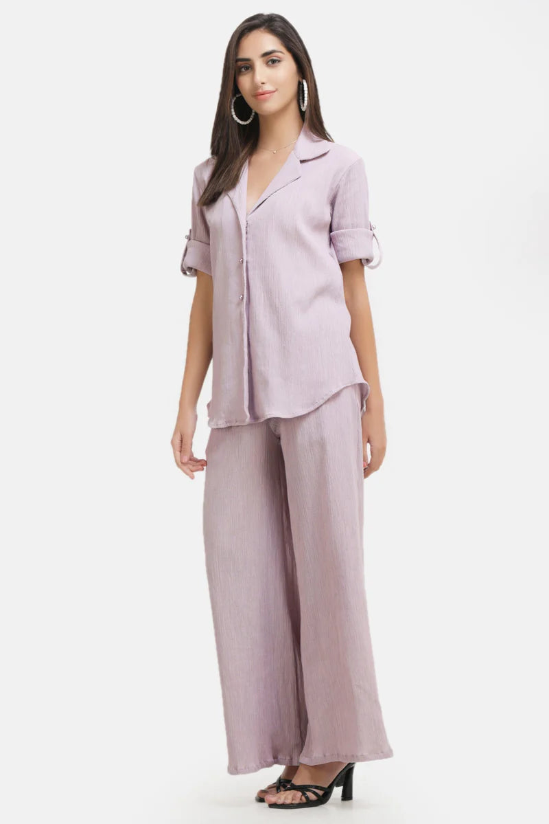Crepe Shirt+Crinkle Pants Set