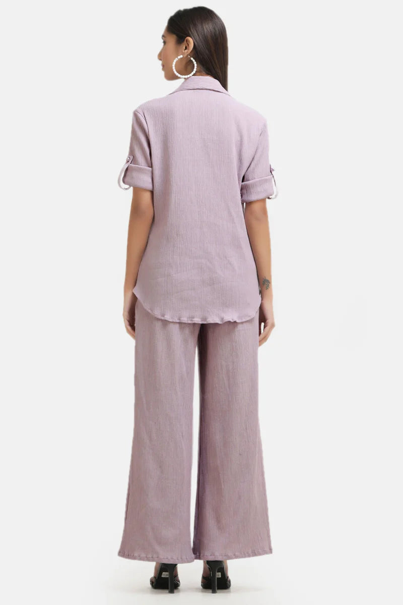 Crepe Shirt+Crinkle Pants Set