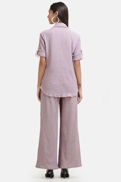 Crepe Shirt+Crinkle Pants Set