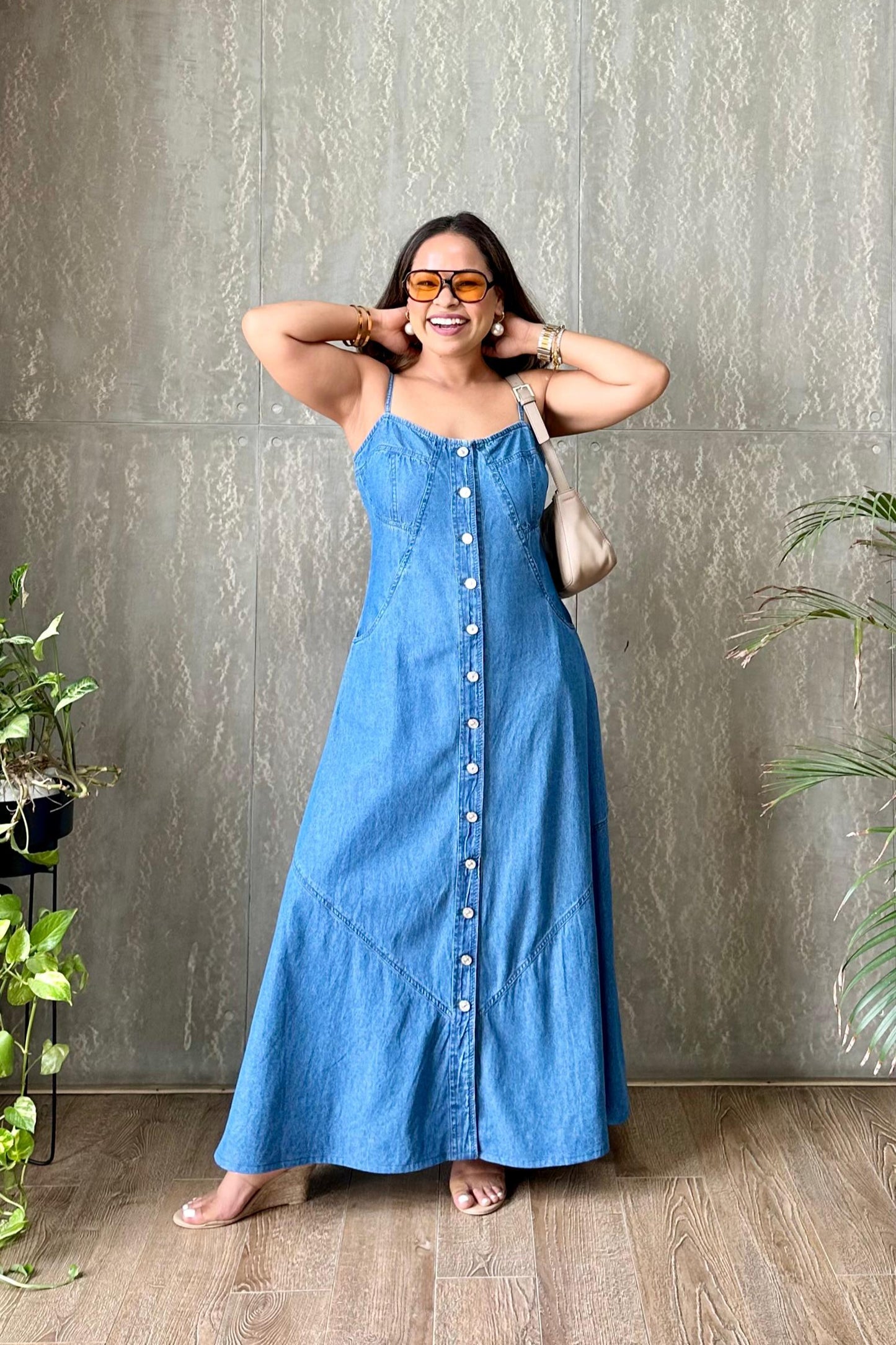 Blue Button Down Denim Dress