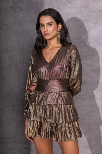 Bronze Tier Mini Dress