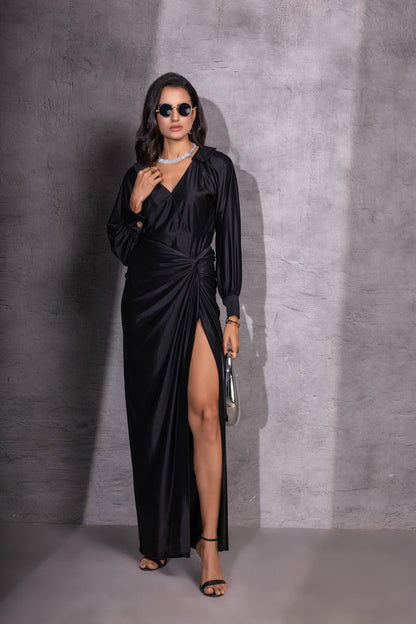 Black Eclipse Top and Knotted Skirt Coord set