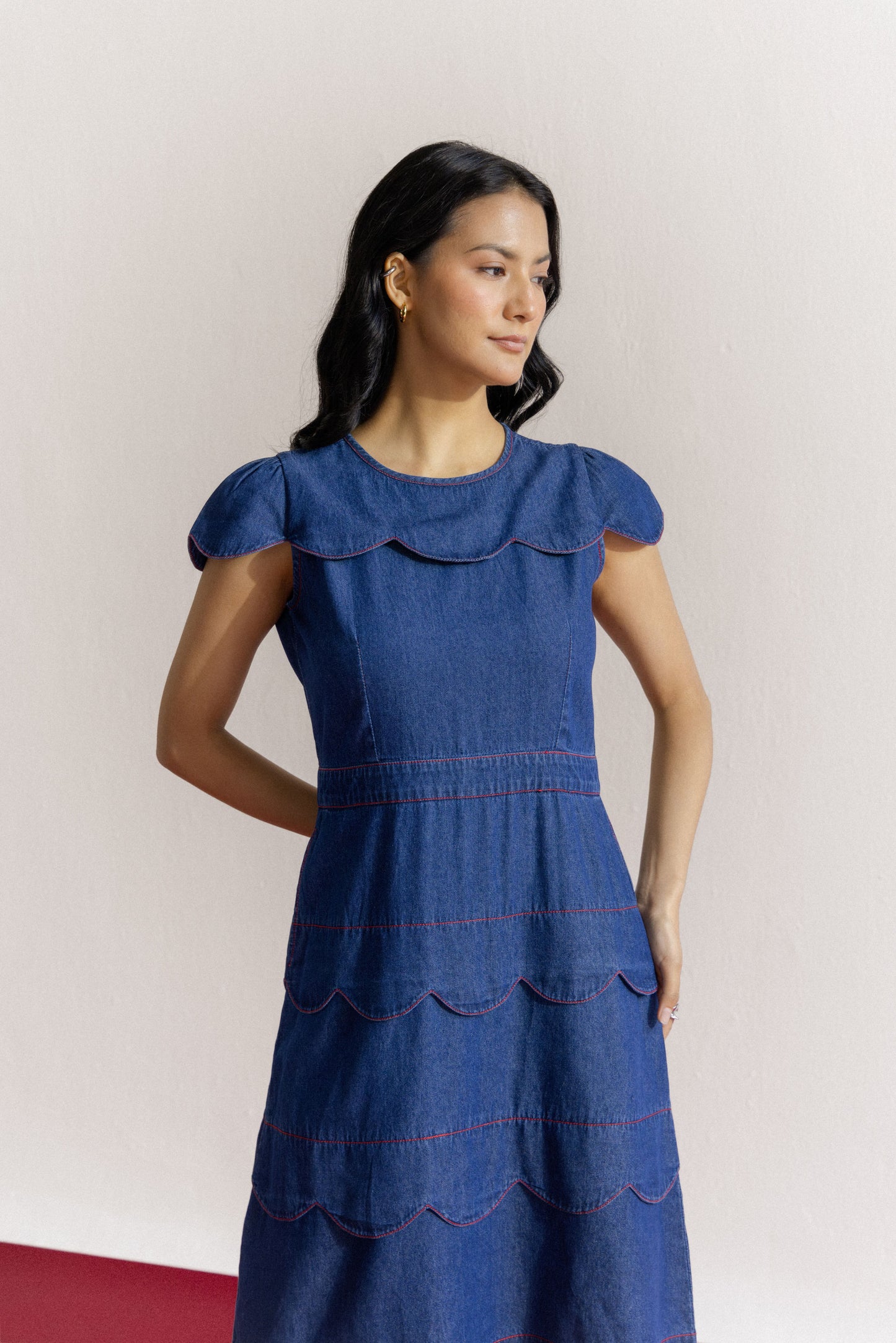Blue Muse Scallop Dress