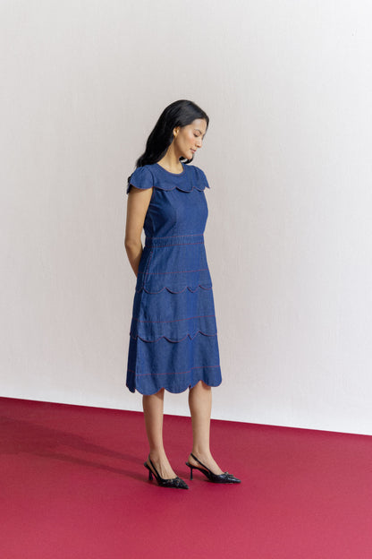 Blue Muse Scallop Dress