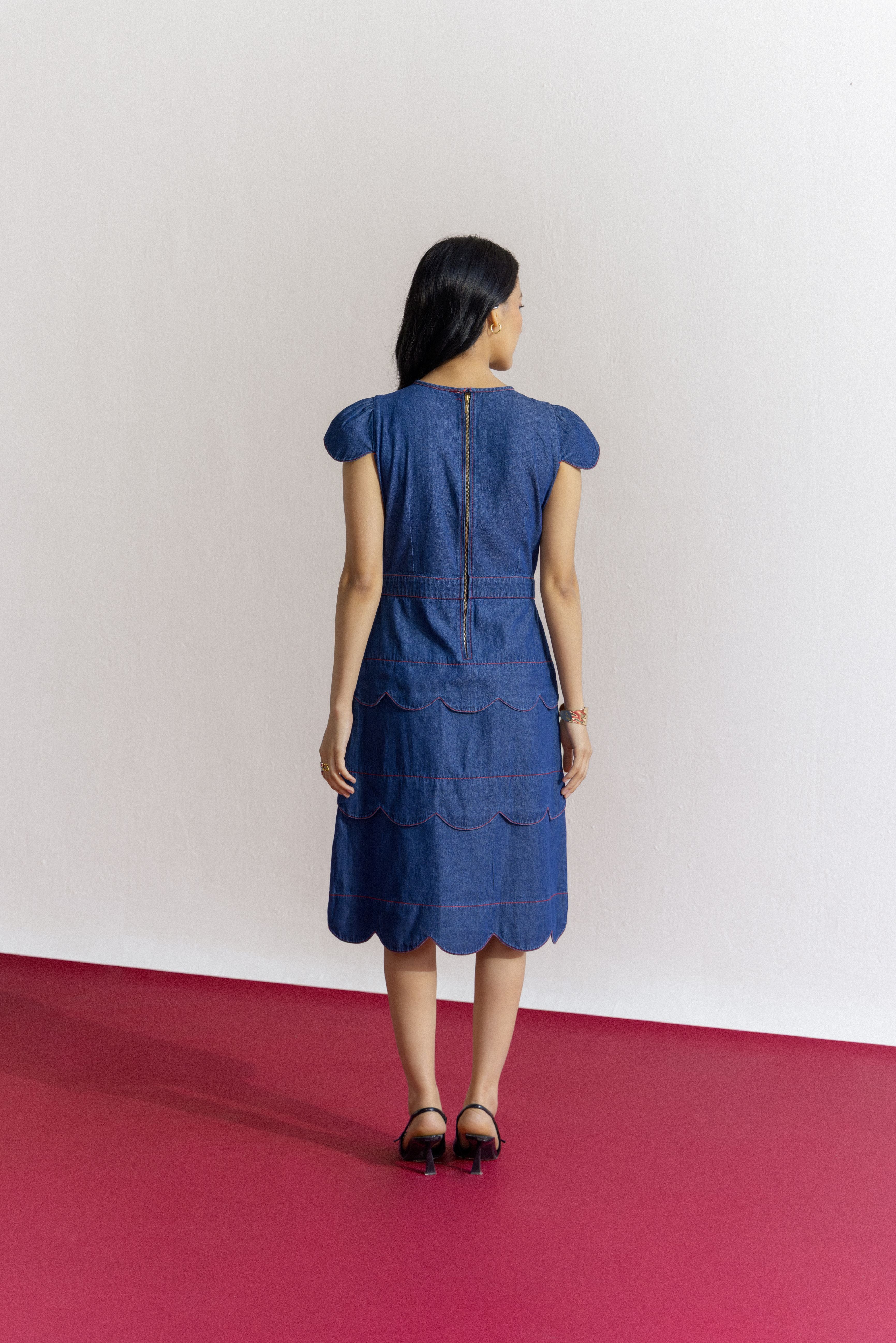 Blue Muse Scallop Dress