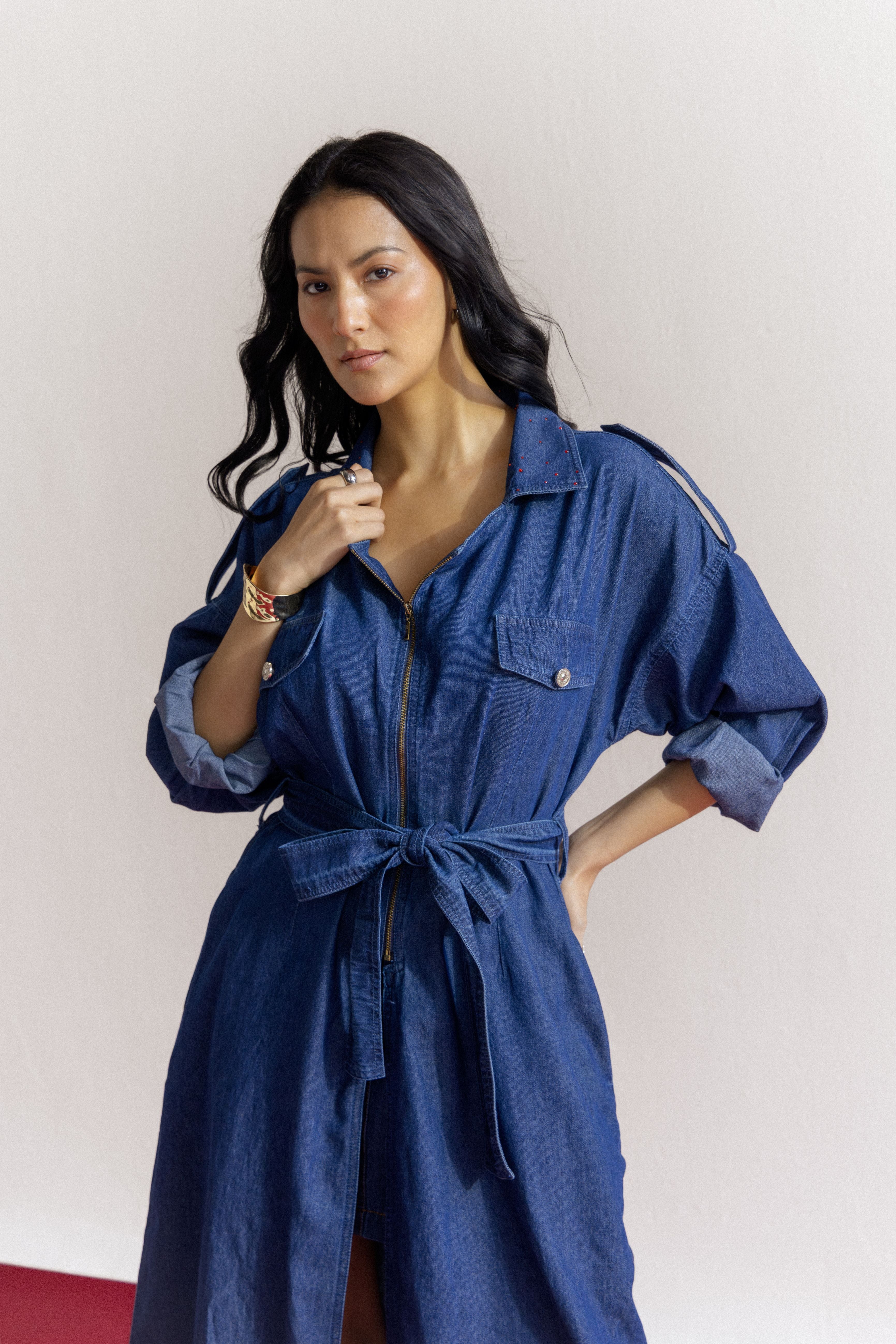 Classic Indigo Trench Coat