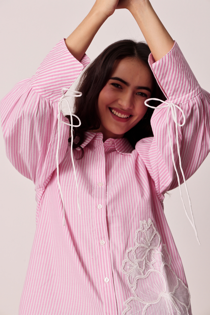 PINK STRIPE MUSE SHIRT