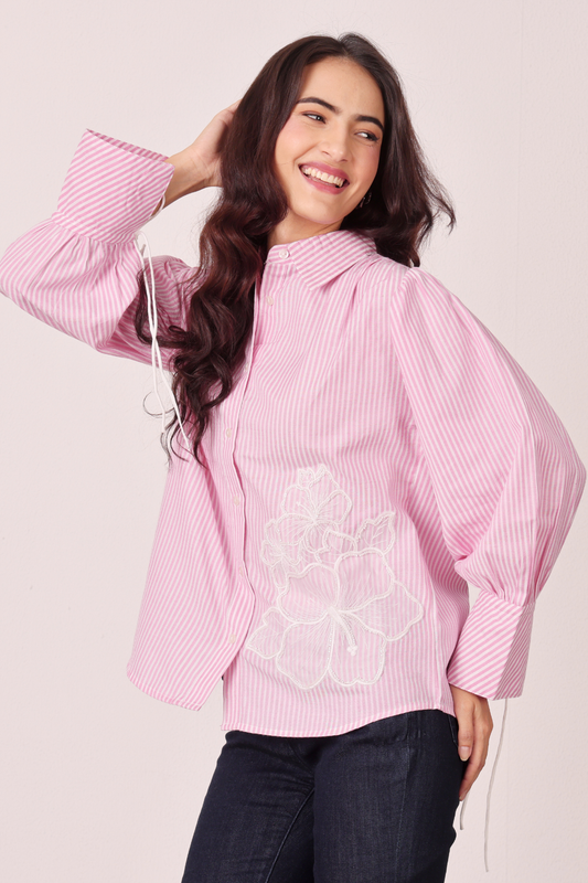 PINK STRIPE MUSE SHIRT