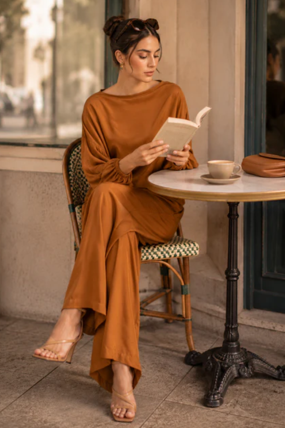 Boat neck premium satin cord set