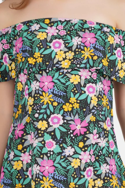 Down Shoulder Printed Dress