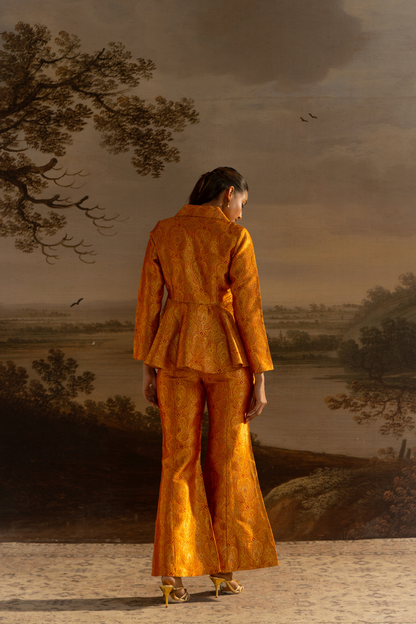 Amber Orange Peplum Top with Flared Pants