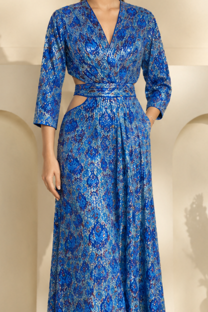 Regal shiny blue dress