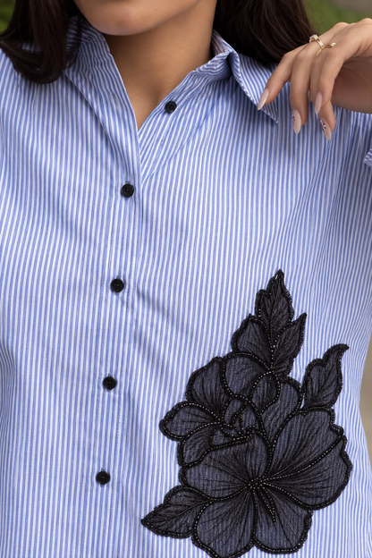 BLUE STRIPE MUSE SHIRT