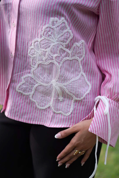PINK STRIPE MUSE SHIRT