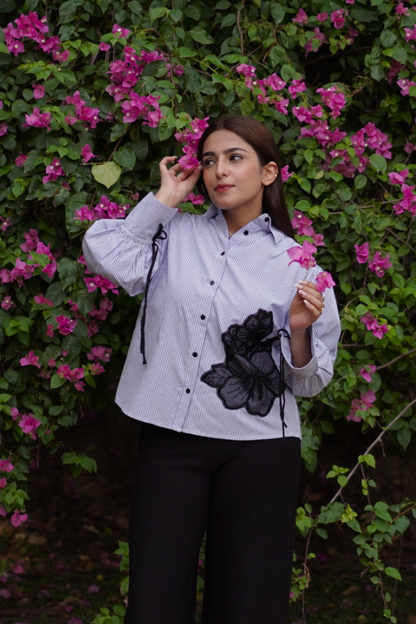 BLUE STRIPE MUSE SHIRT