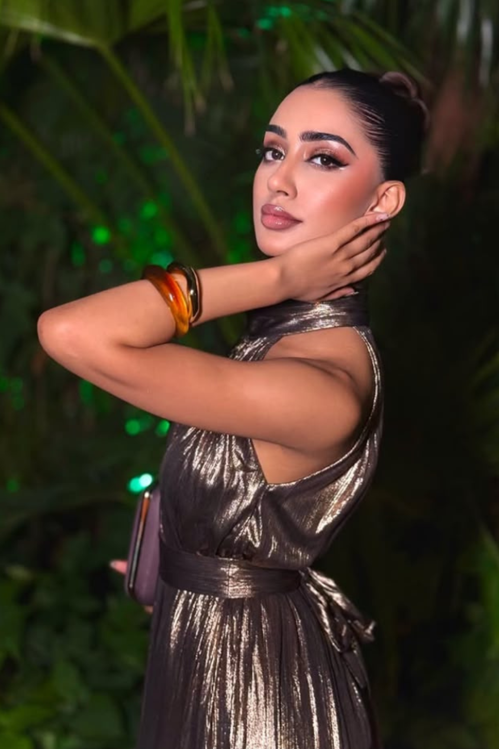 Golden Grace Pleated Jumpsuit