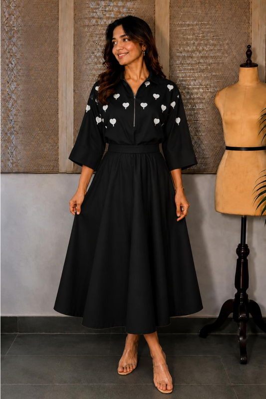 Midnight Heart Skirt Set
