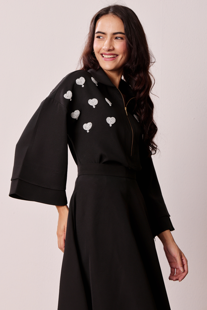 Midnight Heart Skirt Set