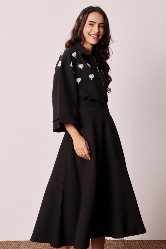 Midnight Heart Skirt Set