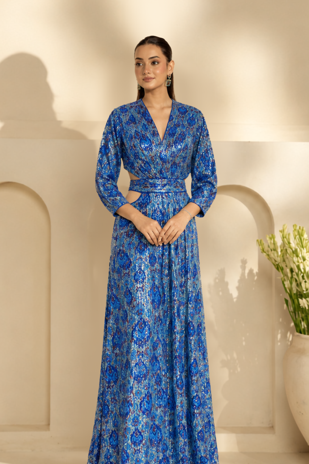 Regal shiny blue dress