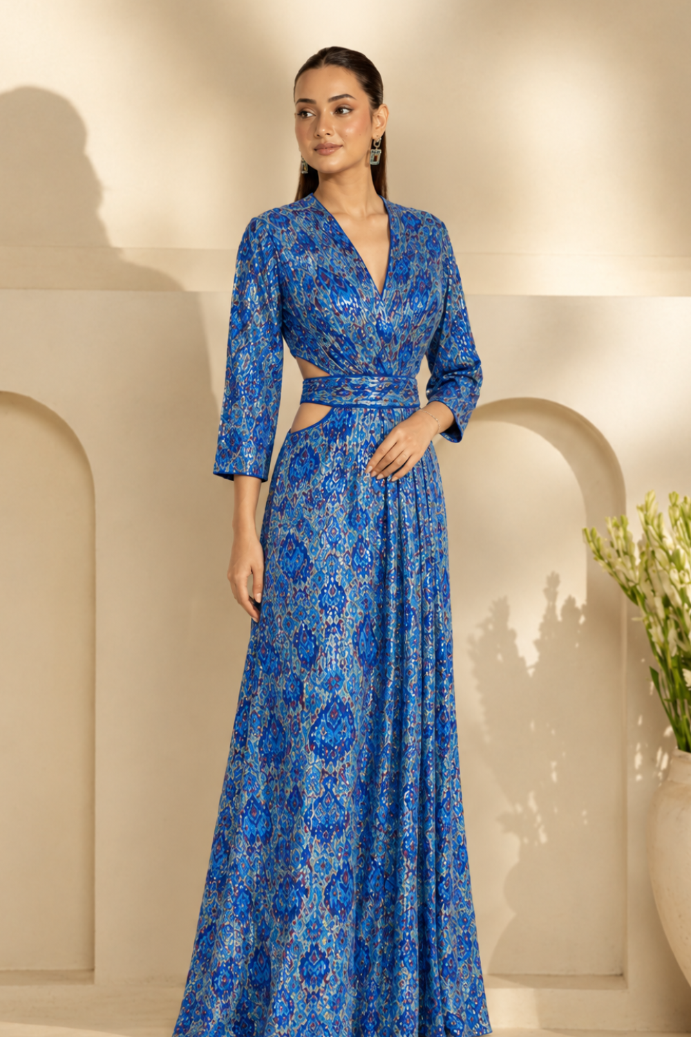Regal shiny blue dress