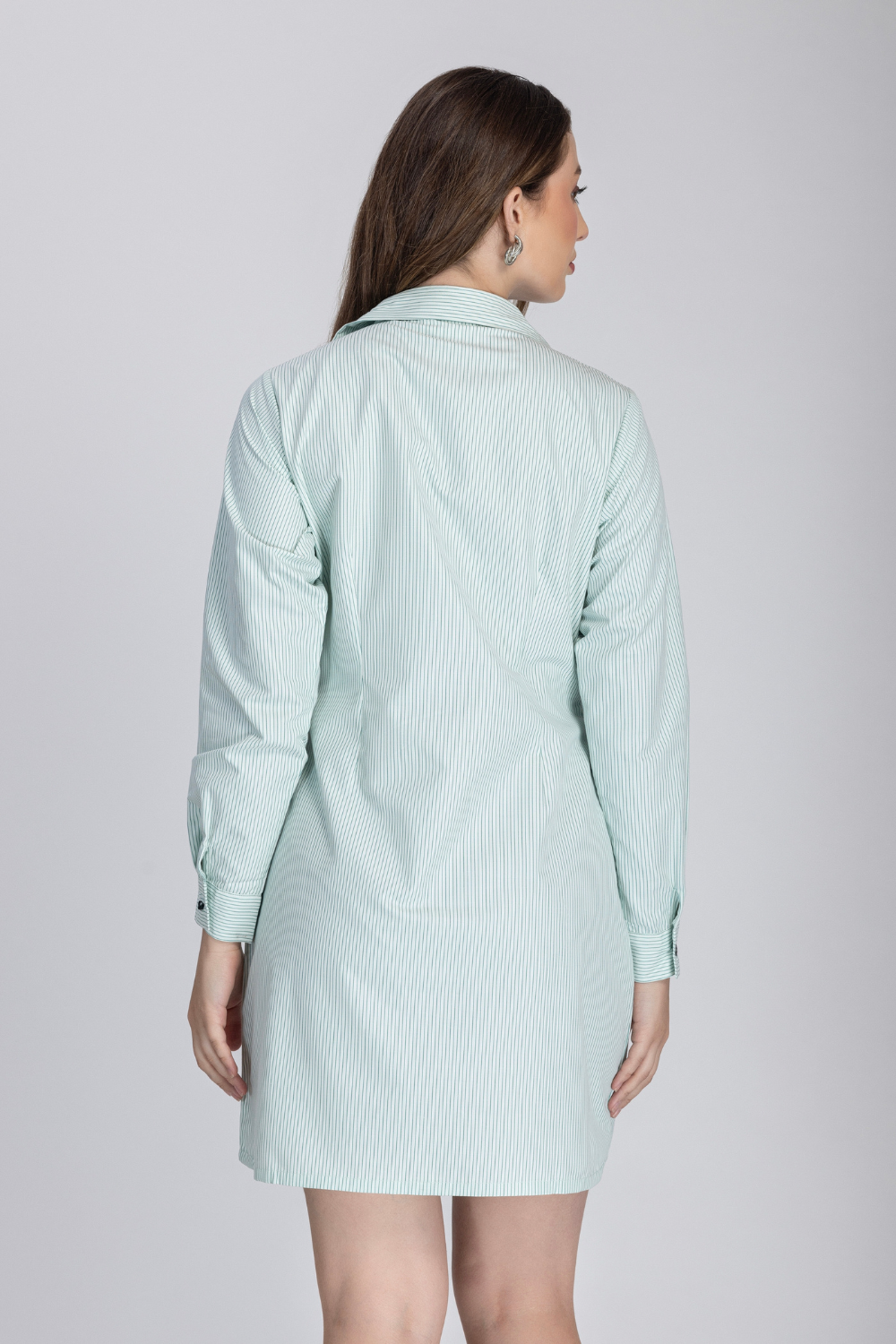 Double Placket Shirt Dress (Green)