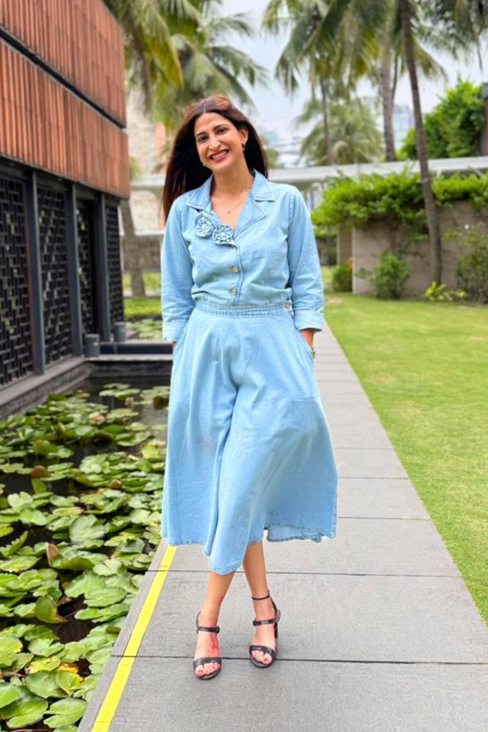 Buy Statement Denim Top & Skirt Set