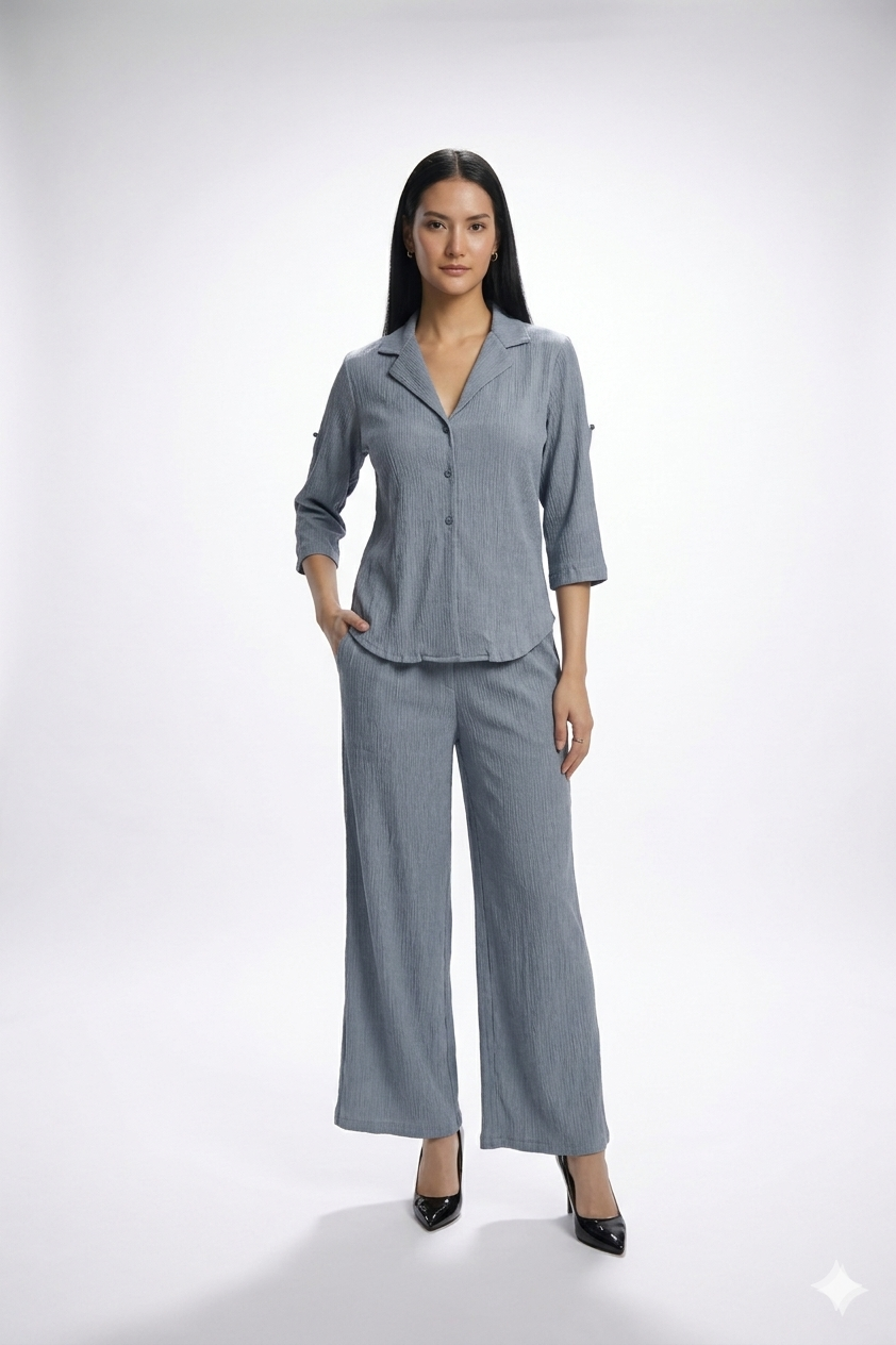 Crepe Shirt+Crinkle Pants (English Grey)