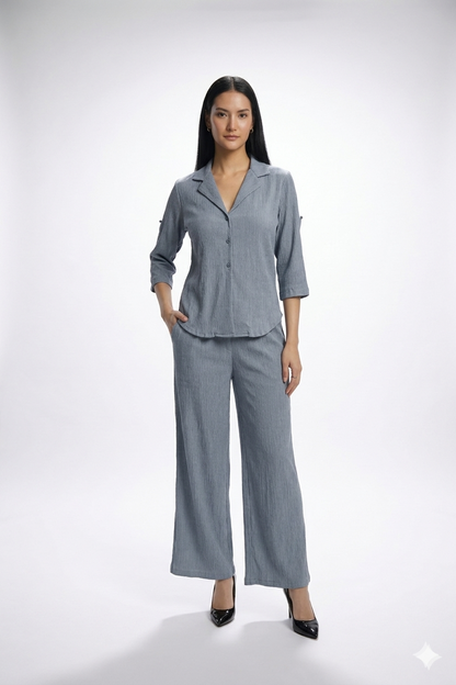 Crepe Shirt+Crinkle Pants (English Grey)