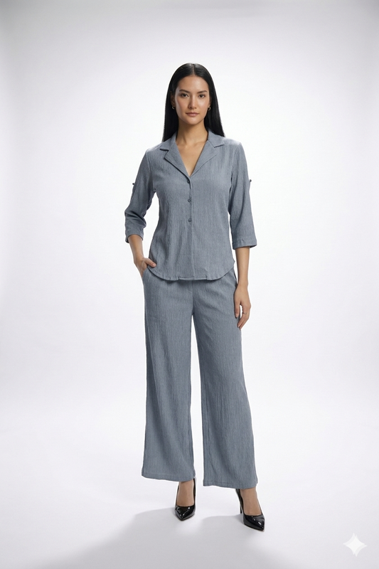 Crepe Shirt+Crinkle Pants (English Grey)