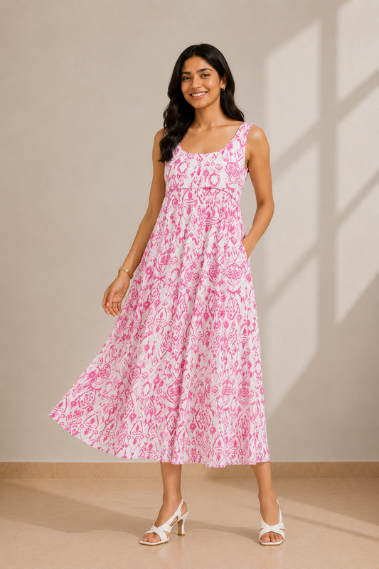 Pink Pleated Dress