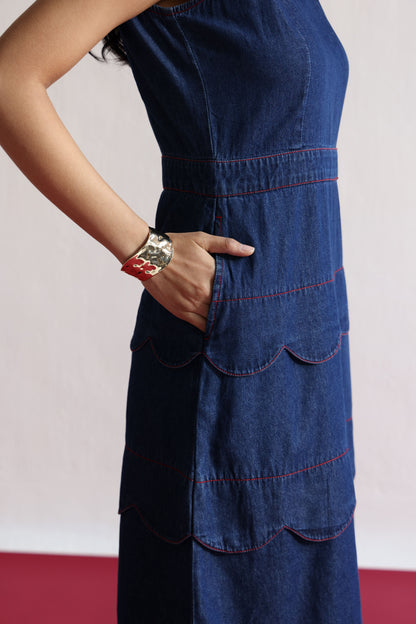 Blue Muse Scallop Dress