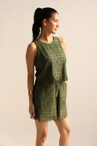Olive Green Short & Top