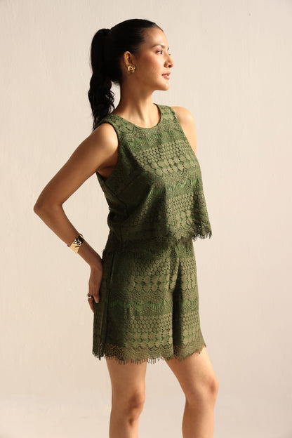 Olive Green Short & Top