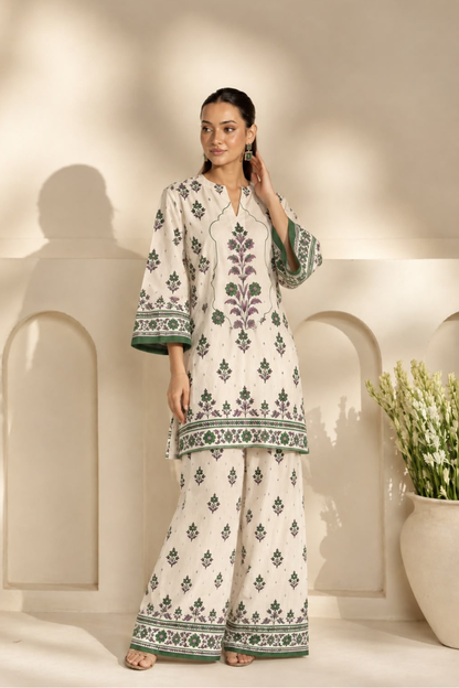 Floral green print set