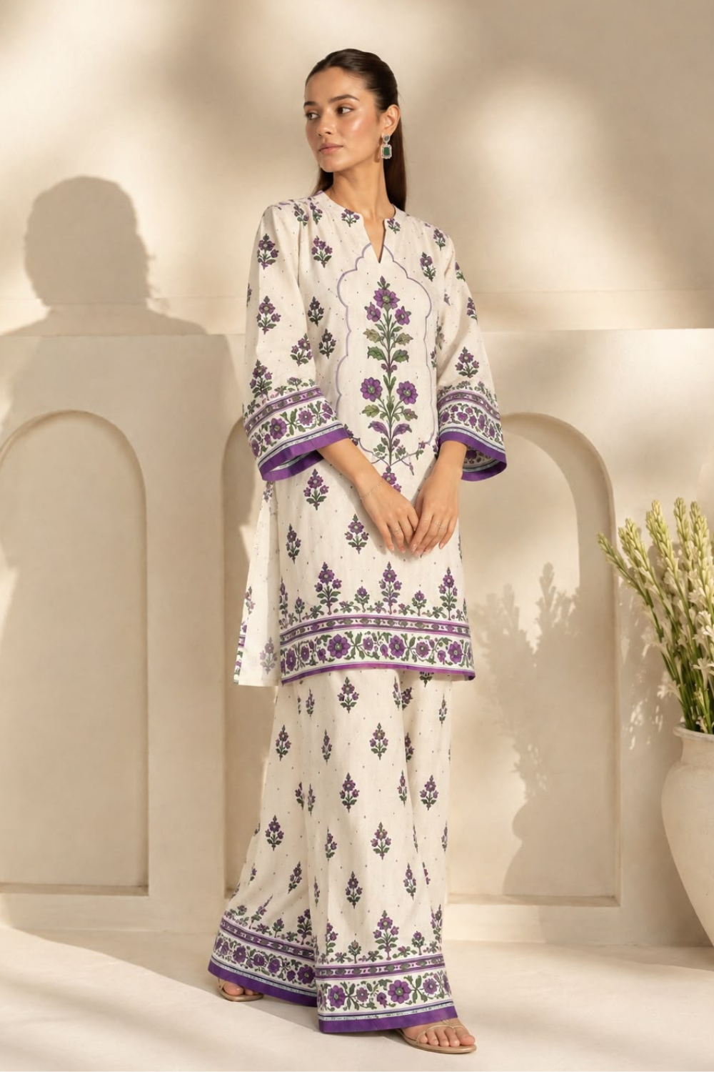 Floral purple print set