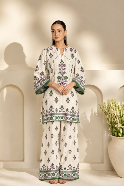 Floral green print set