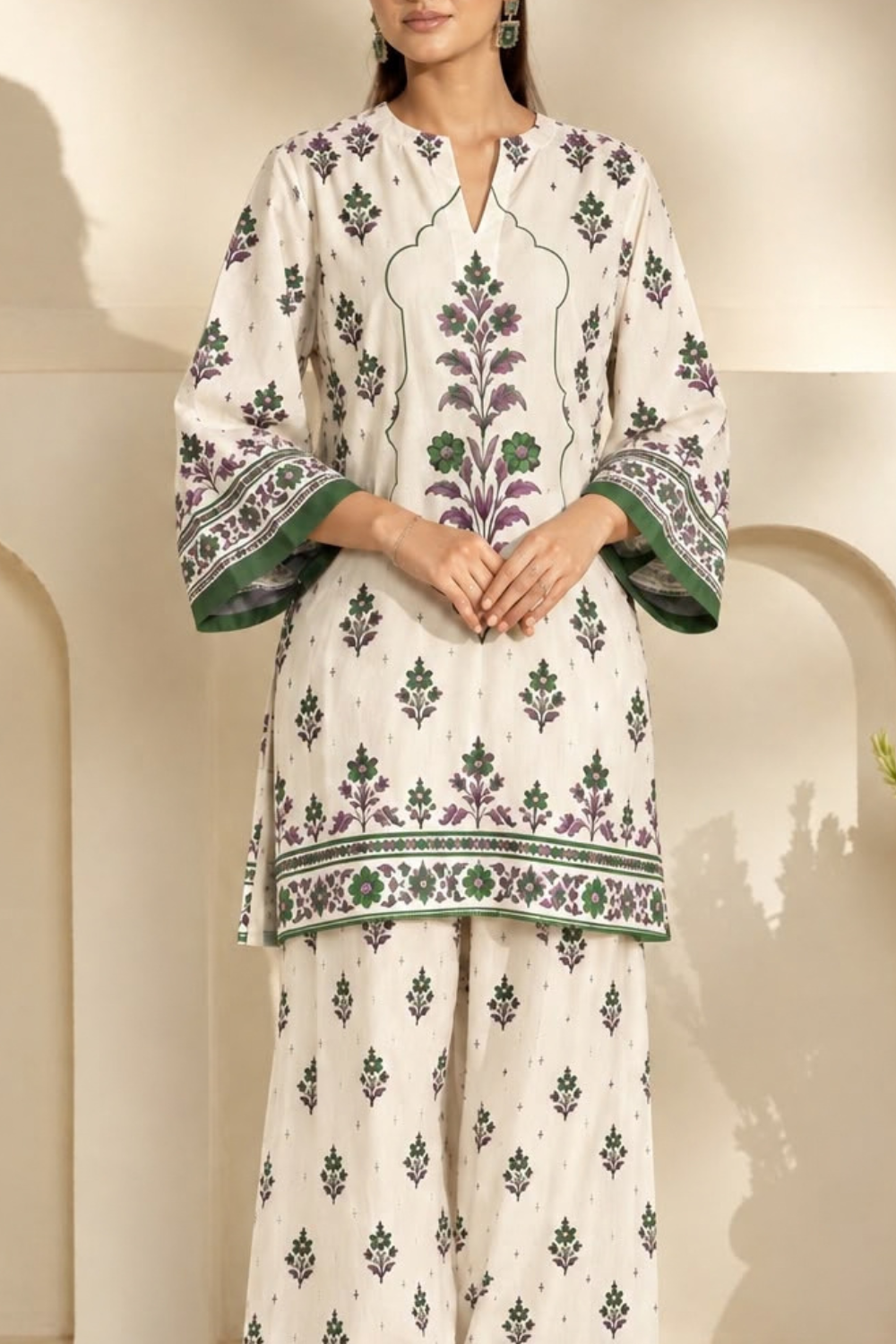 Floral green print set