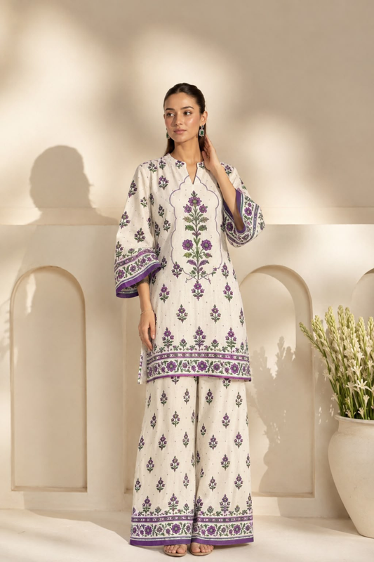 Floral purple print set