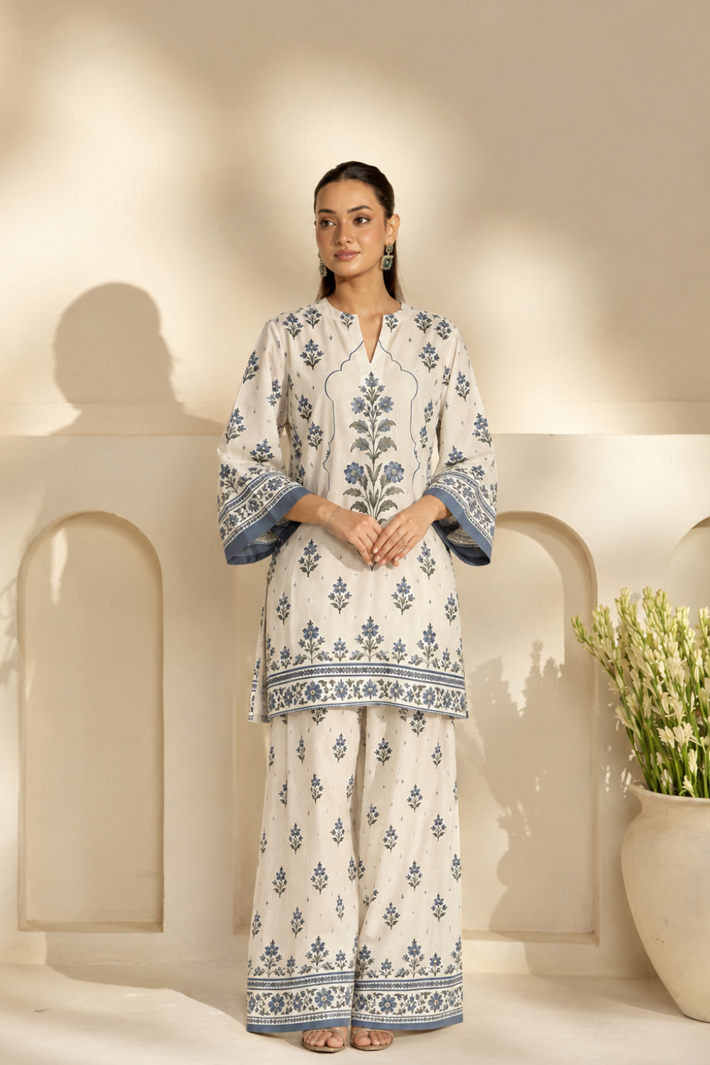 Floral blue print set
