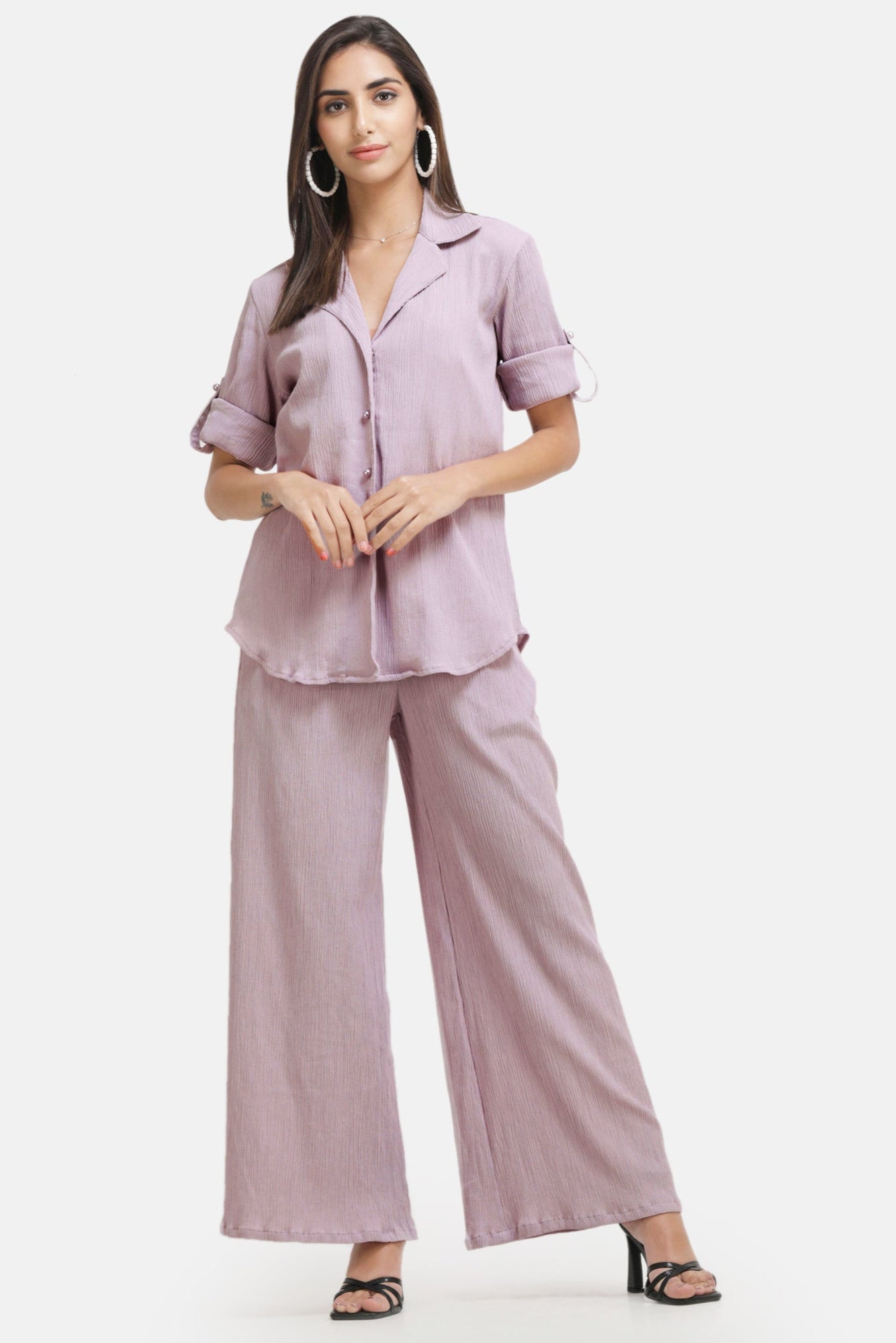 Crepe Shirt+Crinkle Pants (Lilac)